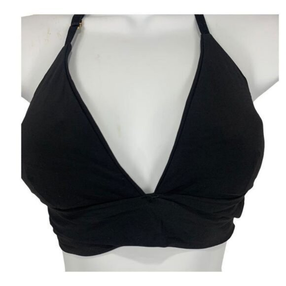 Aerin Rose Womens Jet Black Wrap Banded Fixed Triangle Bikini Top Size XS - Picture 8 of 9